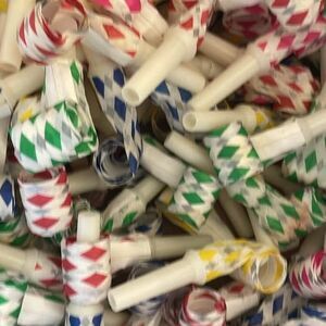 100 Piece Birthday Party Noisemaker Blow Outs – Happy New Year’s Eve Favors, 16”